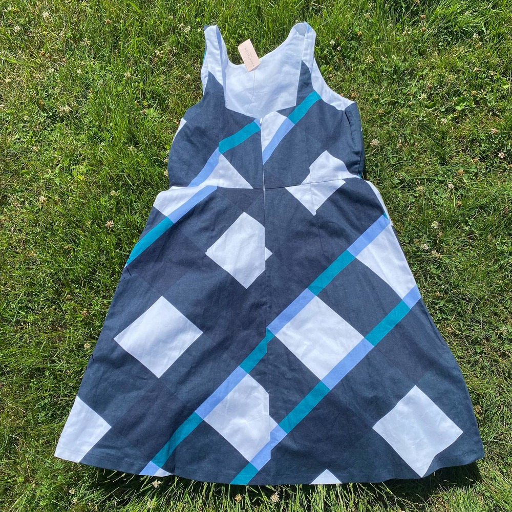 NWT Ann Taylor Factory Geometric Design Cotton/Linen Lined Dress (Size 6P) - Picture 5 of 8